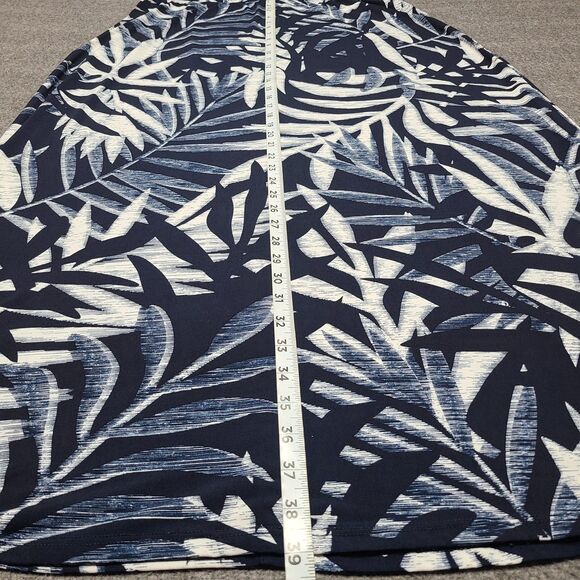 Roz & Ali Skirt Womens 1X Blue White Leaf Print Maxi Pull‎ On Stretch Made USA - Picture 2 of 7